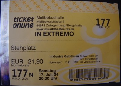 in extremo ticket 2004